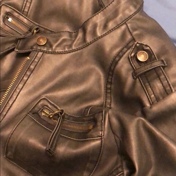 Moto Gray Pleather Motorcyle Jacket Small - Picture 5 of 5